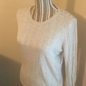 Beige sweater gold buttons